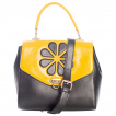 Sac  main jaune et noir  fleur 