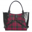 Sac  main  lanires perfores, pentacle invers et tissu tartan rouge - Banned