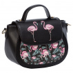 Sac à main noir à bandoulière Rétro Flamants roses - Banned