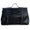 Sac  main noir  lannires croises style corset 