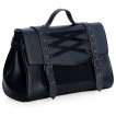 Sac  main noir  lannires croises style corset 