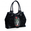 Sac  main noir  main squelette tenant une rose mortelle - Banned