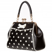 Sac  main noir  pois blancs et fermoire rtro - Banned