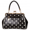 Sac  main noir  pois blancs et fermoire rtro - Banned