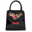 Sac à main noir rétro à roses anglaises et noeud rouge - Banned