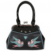 Sac à main à patchs hirondelles et diamant style tattoo - Banned