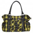 Sac  main punk-rock  tartan jaune et noir avec menottes - Banned