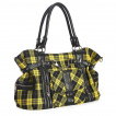 Sac  main punk-rock  tartan jaune et noir avec menottes - Banned