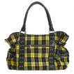 Sac  main punk-rock  tartan jaune et noir avec menottes - Banned