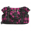 Sac  main punk-rock  tartan rose et noir avec menottes -  Banned