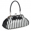 Sac à main rayé blanc et noir à noeud papillon chauve-souris - Banned