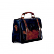 Sac à main rétro Banned bleu marine et marron style cartable à noeud papillon
