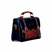 Sac  main rtro Banned bleu marine et marron style cartable  noeud papillon