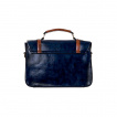 Sac  main rtro Banned bleu marine et marron style cartable  noeud papillon