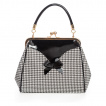 Sac  main rtro motif Pied-de-Poule noir et blanc  fermeture boules 