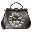 Sac à main rétro noir à horloge en imprimé - BANNED