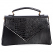 Sac à main rétro similicuir noir effet peau de crocodile - Banned