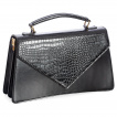 Sac à main rétro similicuir noir effet peau de crocodile - Banned