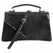 Sac à main rétro similicuir noir effet peau de crocodile - Banned
