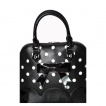 Sac à main rockabilly noir à pois blancs et noeud papillon - Banned