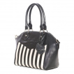 Sac  main similicuir noir  bandes blanches, lune et crane - Banned