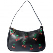 Sac à main similicuir rétro noir à cerises brodées - Banned