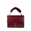 Sac à main style cartable bordeaux rétro-vintage à anse fourrure - BANNED