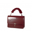 Sac  main style cartable bordeaux rtro-vintage  anse fourrure - BANNED