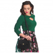 Sac  main style cartable noir avec rabat  motif floral verni