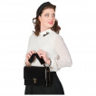 Sac à main style cartable noir rétro-vintage à anse fourrure - BANNED