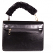 Sac à main style cartable noir rétro-vintage à anse fourrure - BANNED