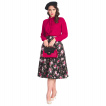 Sac à main style cartable rouge avec rabat à motif floral noir verni
