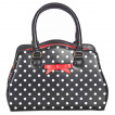 Sac  main style vintage noir  pois blancs et noeud rouge 