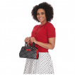 Sac  main style vintage noir  pois blancs et noeud rouge 