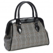 Sac  main tartan gris et similicuir noir BACK TO BUSINESS - Banned