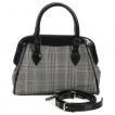 Sac  main tartan gris et similicuir noir BACK TO BUSINESS - Banned