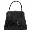 Sac à main trapèze noir avec motif en toile d'araignée verni