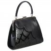 Sac à main trapèze noir avec motif en toile d'araignée verni