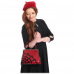 Sac à main trapèze rouge avec motif en toile d'araignée