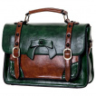 Sac  main vintage Banned vert anglais et marron style cartable  noeud papillon