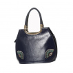 Sac  main vintage  Paon sur branche en fleurs - Bleu nuit