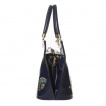 Sac à main vintage à Paon sur branche en fleurs - Bleu nuit