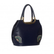 Sac à main vintage à Paon sur branche en fleurs - Bleu nuit
