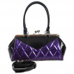 Sac  main violet et noir  losanges en surpiqres LILYMAE - Banned