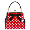 Sac rockabilly rouge  pois fermoir clic clac  - BANNED