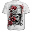 T-shirt blanc homme à roses et cranes déchirés