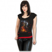T-shirt dbardeur (2en1) femme gothique avec dragon de lave