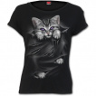 T-shirt femme avec chat gris  griffes sorties et dchirures