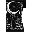 T-shirt femme chat noir  ailes de chauve-souris jouant avec la lune - RESTYLE