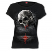 T-shirt femme à crane de sang façon pleine lune